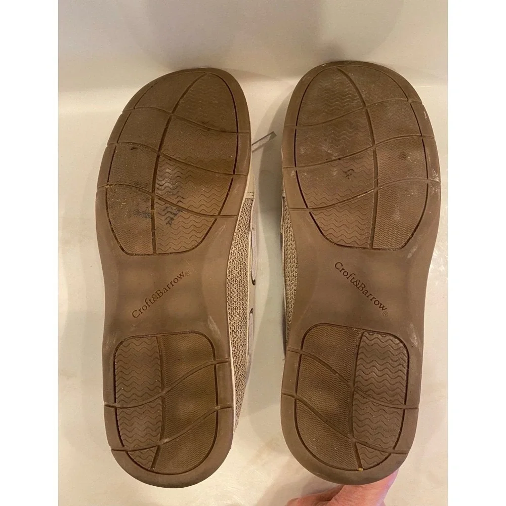 Croft & Barrow‎ Womens Beige Boat Shoes Size 8M Slipons w/ supportive Insoles